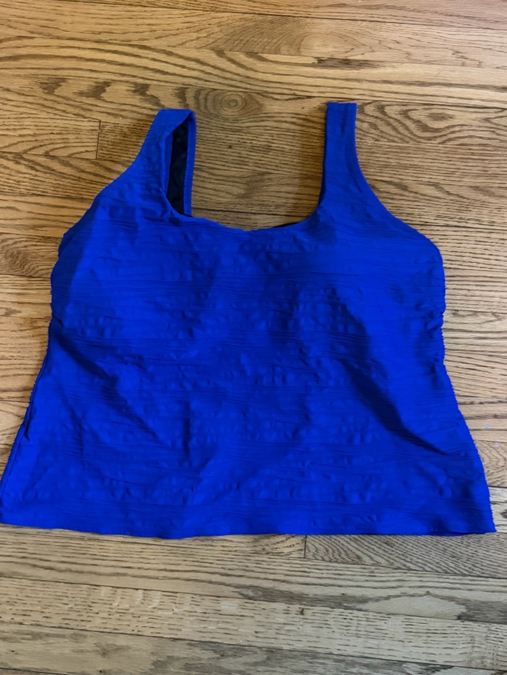 Lands’ End Plus Size 22W Tankini Top Blue Textured Soft Cup No Wire
